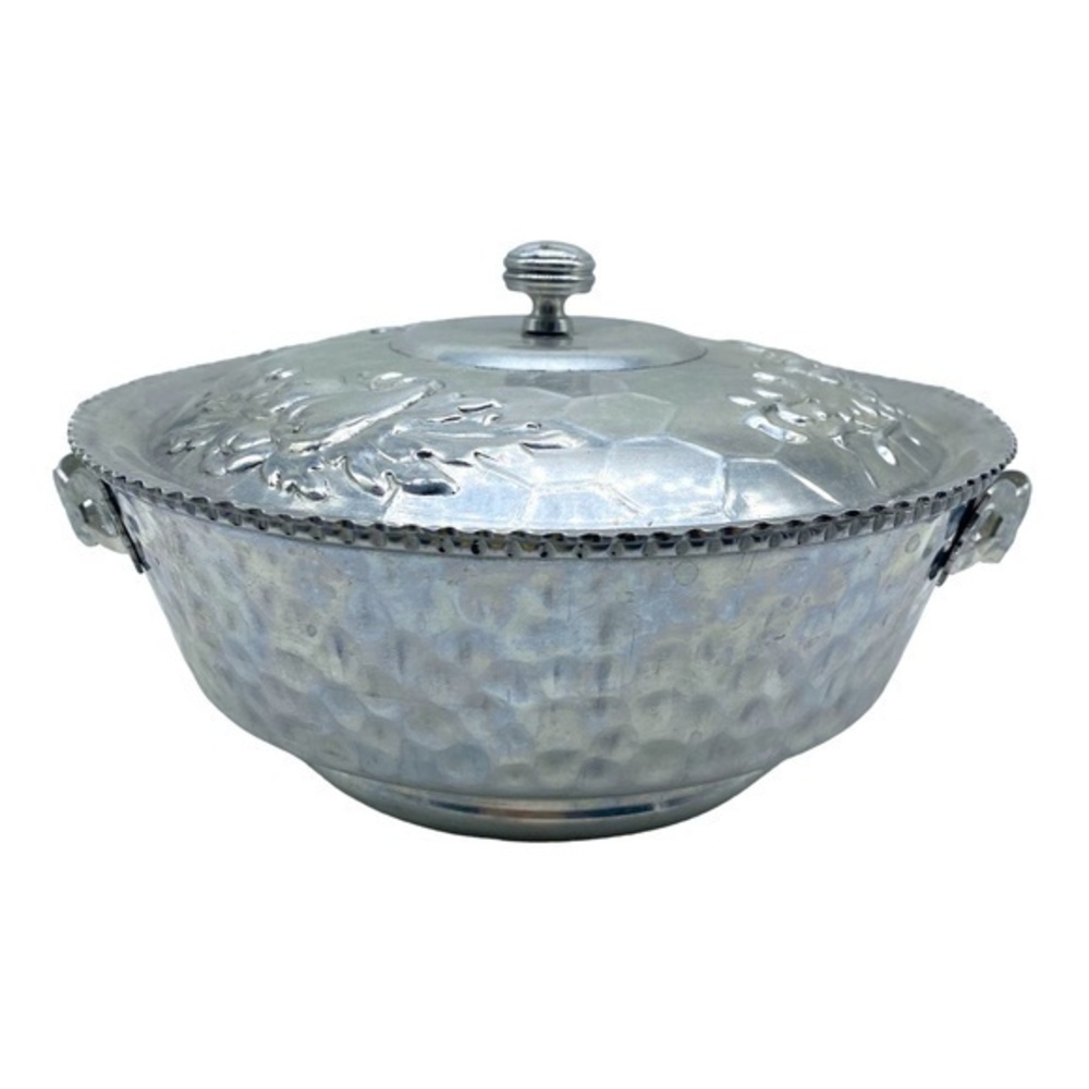 Vintage Italy Hammer Aluminum Lidded Serving Bowl by Nasco